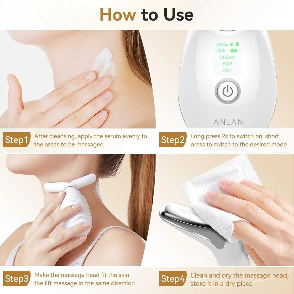 EMS Neck Beauty Device Max【7 Color LED Face Skin Care】