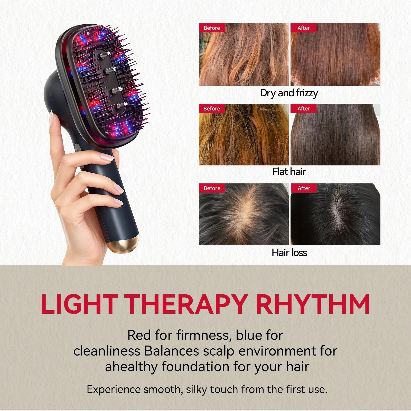 【Full Japanese Docs・Half Price】Scalp Refre Brush S918 LED light therapy vibration