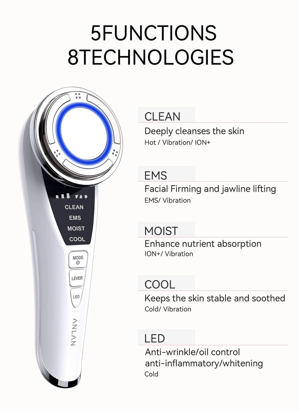EMS Red and Blue and Green light therapy Beauty Device